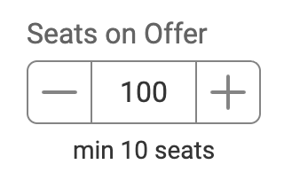 Buttons to change number of seats on offer