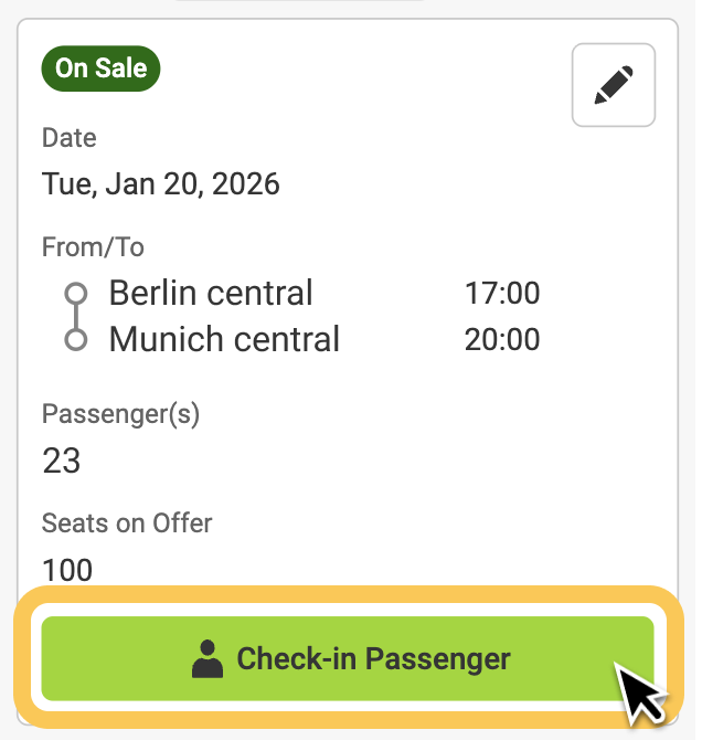 Button to check in passengers