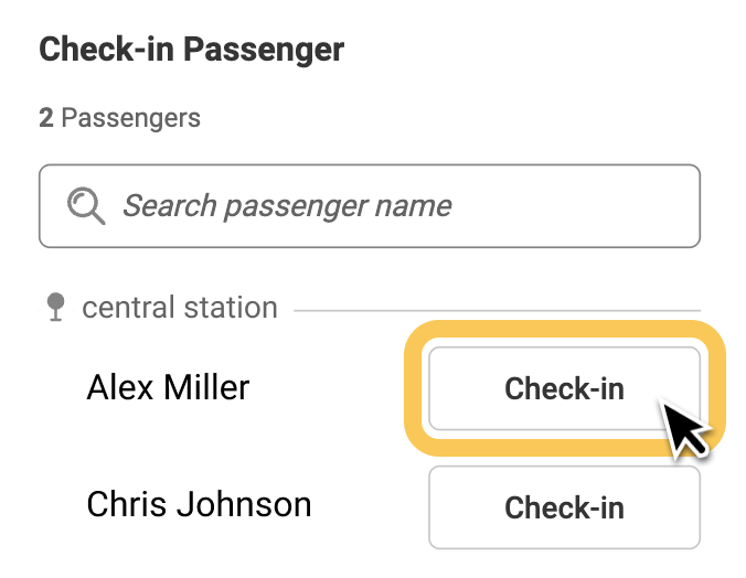 Button to check in passengers