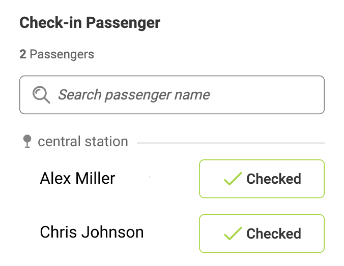 Passenger status is displayed as checked