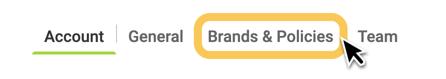 Brands and Policies tab in partner settings