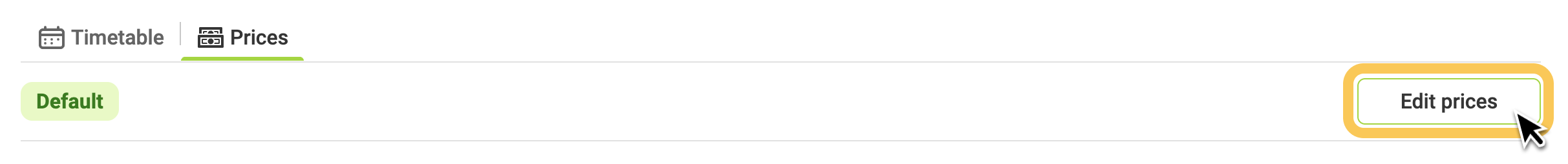 Button to edit prices