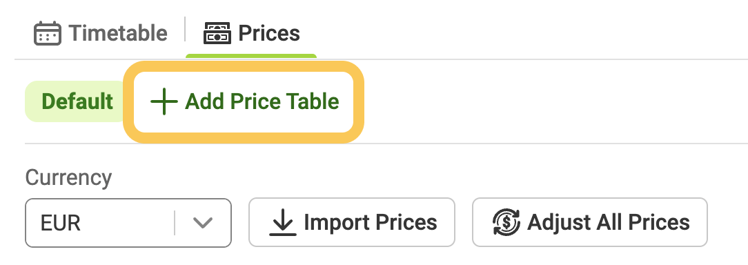 Button to add price tables